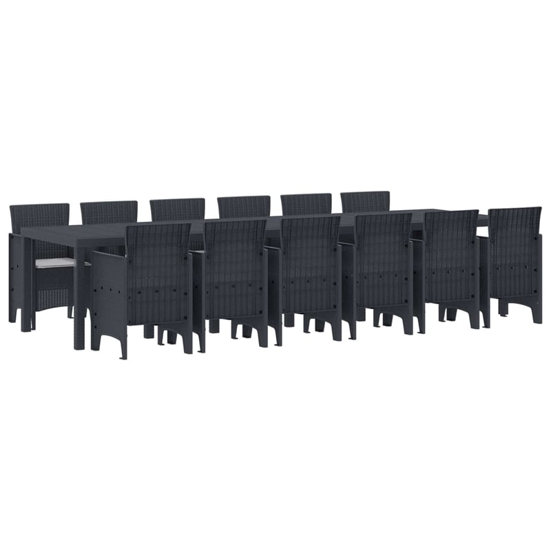 Afuera Living Contemporary Poly Rattan Garden Dining Set in Anthracite