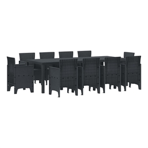 Afuera Living 11 Piece Poly Rattan Garden Dining Set in Anthracite