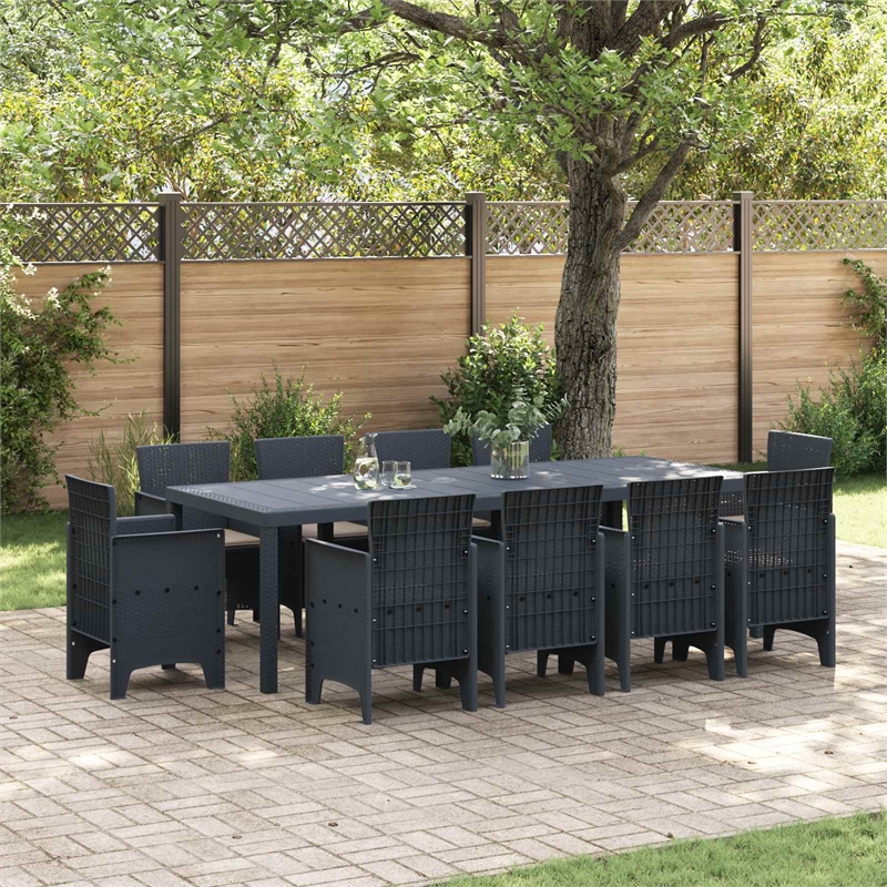 Afuera Living 11 Piece Poly Rattan Garden Dining Set in Anthracite