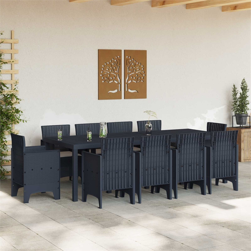 Afuera Living 11 Piece Poly Rattan Garden Dining Set in Anthracite