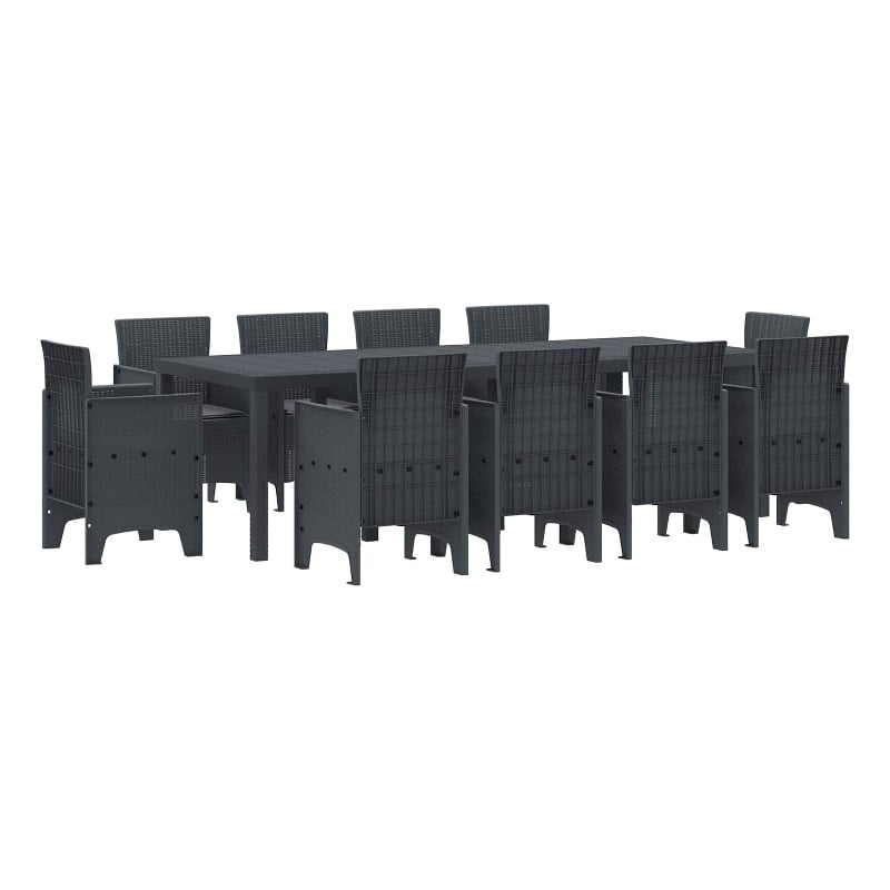 Afuera Living 11 Piece Poly Rattan Garden Dining Set in Anthracite