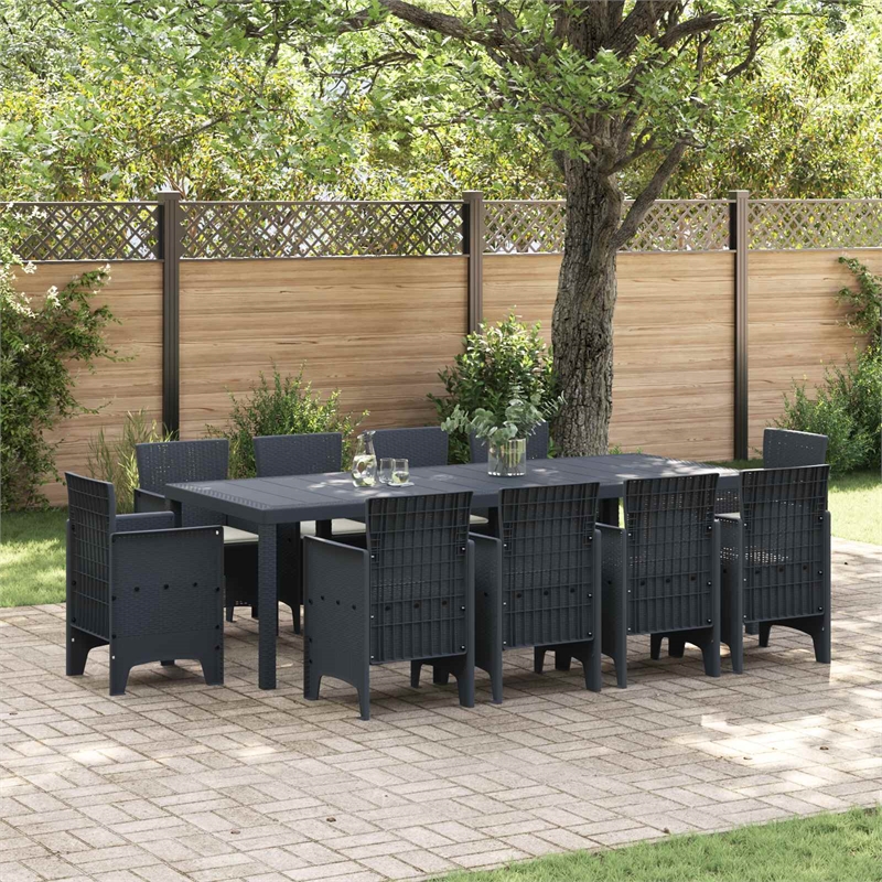 Afuera Living 11 Piece Poly Rattan Garden Dining Set in Anthracite