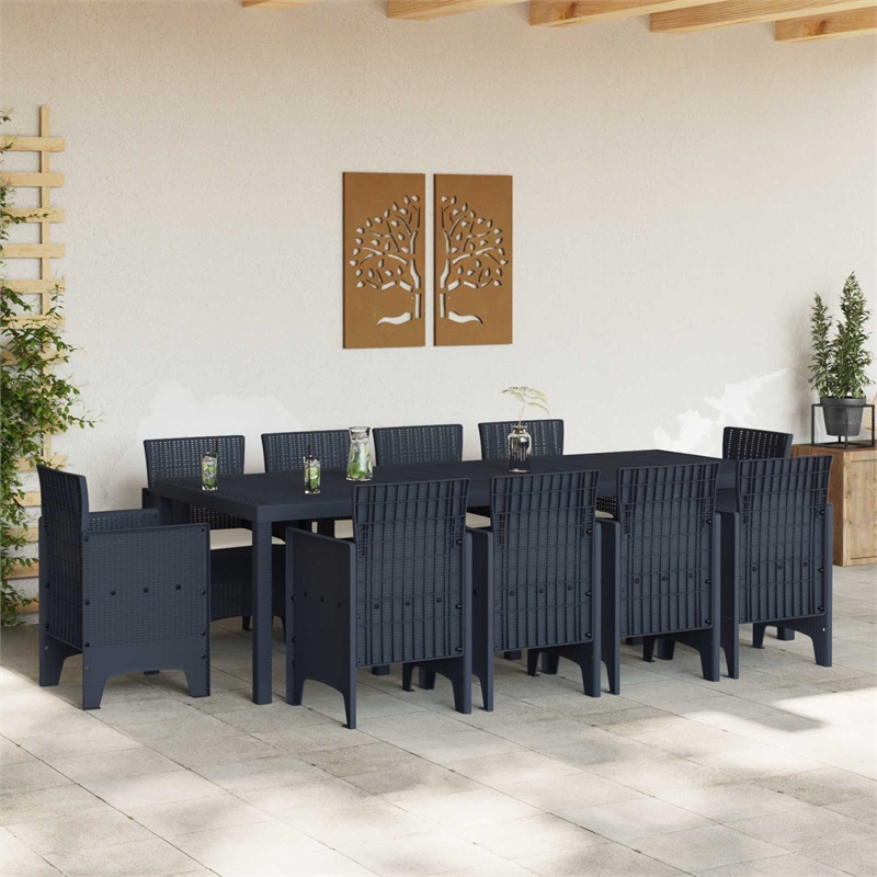 Afuera Living 11 Piece Poly Rattan Garden Dining Set in Anthracite