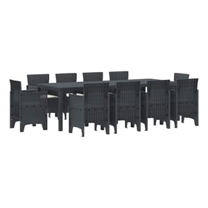 Afuera Living 11 Piece Poly Rattan Garden Dining Set in Anthracite