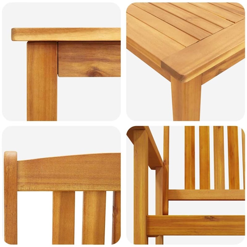 Afuera Living Contemporary Solid Acacia Wood Garden Dining Set in Brown