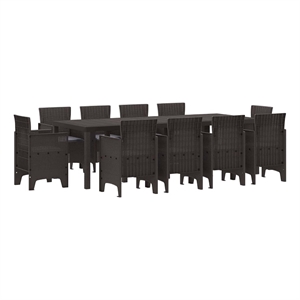 Afuera Living 11 Piece Poly Rattan Garden Dining Set in Brown