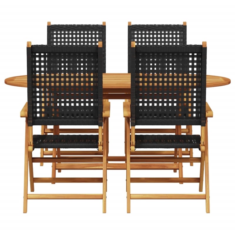 Afuera Living 5 Piece Poly Rattan Garden Dining Set in Black