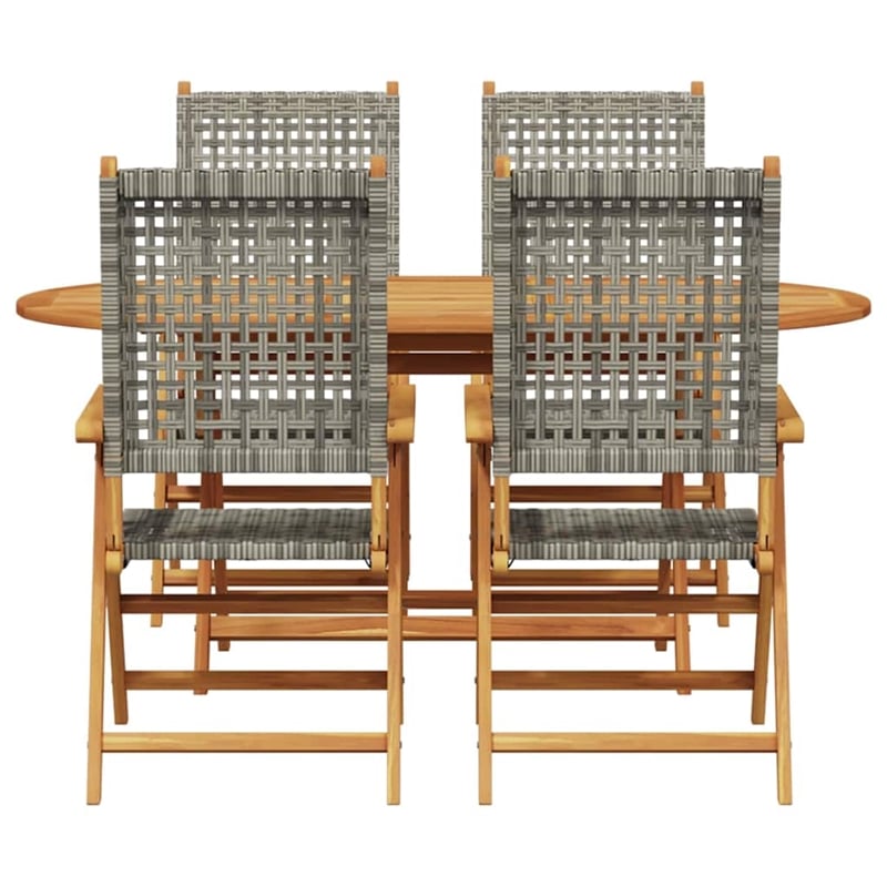 Afuera Living Contemporary 5 Piece Poly Rattan Garden Dining Set in Gray