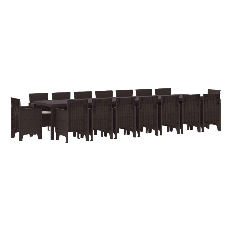 Afuera Living 7 Piece Poly Rattan Garden Dining Set with Cushions in Brown