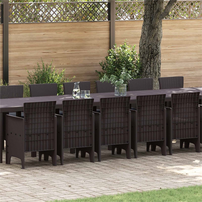 Afuera Living 7 Piece Poly Rattan Garden Dining Set with Cushions in Brown