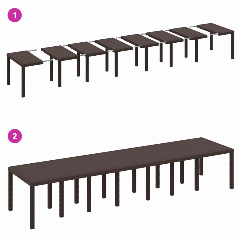 Afuera Living 7 Piece Poly Rattan Garden Dining Set with Cushions in Brown