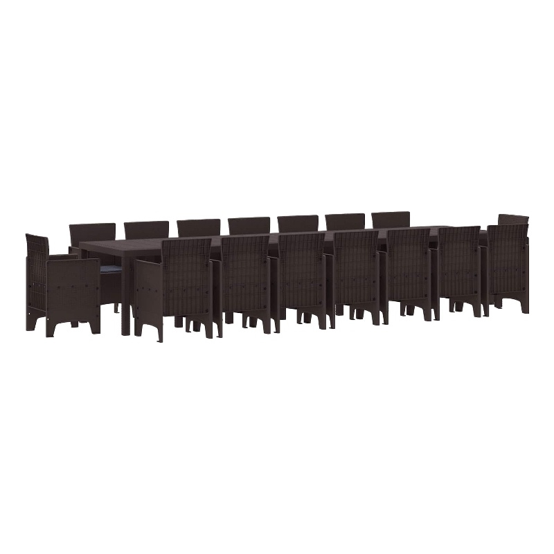 Afuera Living 7 Piece Poly Rattan Garden Dining Set with Cushions in Brown