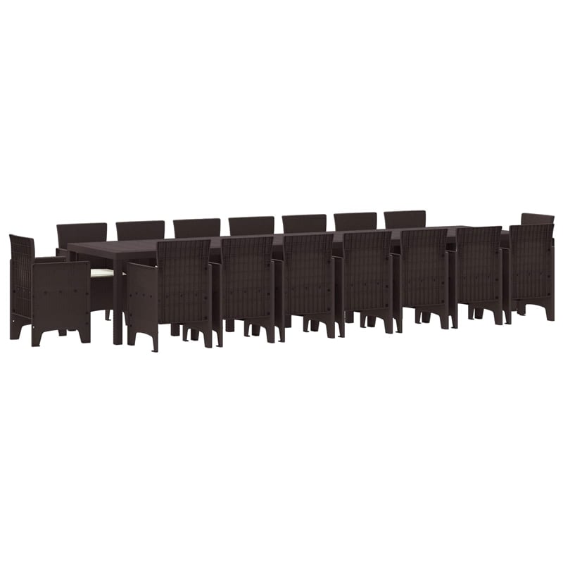 Afuera Living 7 Piece Poly Rattan Garden Dining Set with Cushions in Brown