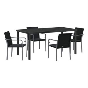 Afuera Living 5 Piece Poly Rattan Garden Dining Set in Black