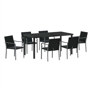Afuera Living 7 Piece Poly Rattan Garden Dining Set in Black