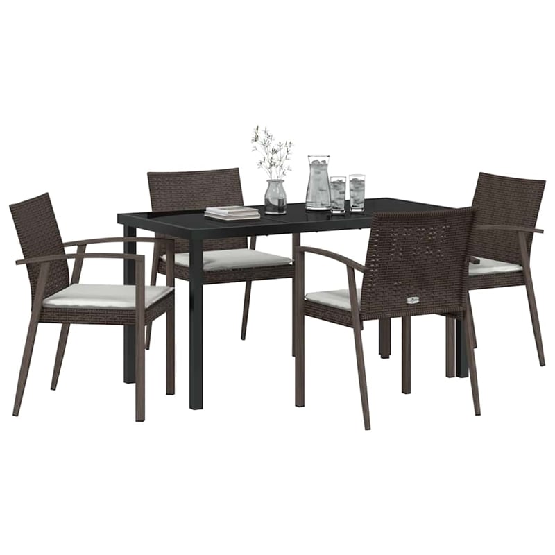 Afuera Living Contemporary 5 Piece Rattan Garden Dining Set in Black