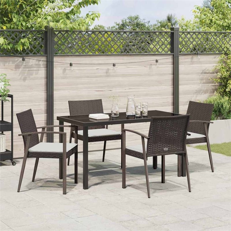 Afuera Living Contemporary 5 Piece Rattan Garden Dining Set in Black
