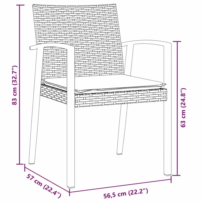 Afuera Living Contemporary 5 Piece Rattan Garden Dining Set in Black