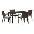 Afuera Living Contemporary 5 Piece Rattan Garden Dining Set in Black