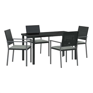 Afuera Living 5 Piece Rattan Garden Dining Set in Anthracite