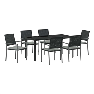 Afuera Living 7 Piece Rattan Garden Dining Set in Anthracite
