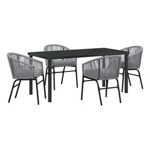 Afuera Living 5 Piece Poly Rattan Garden Dining Set in Anthracite