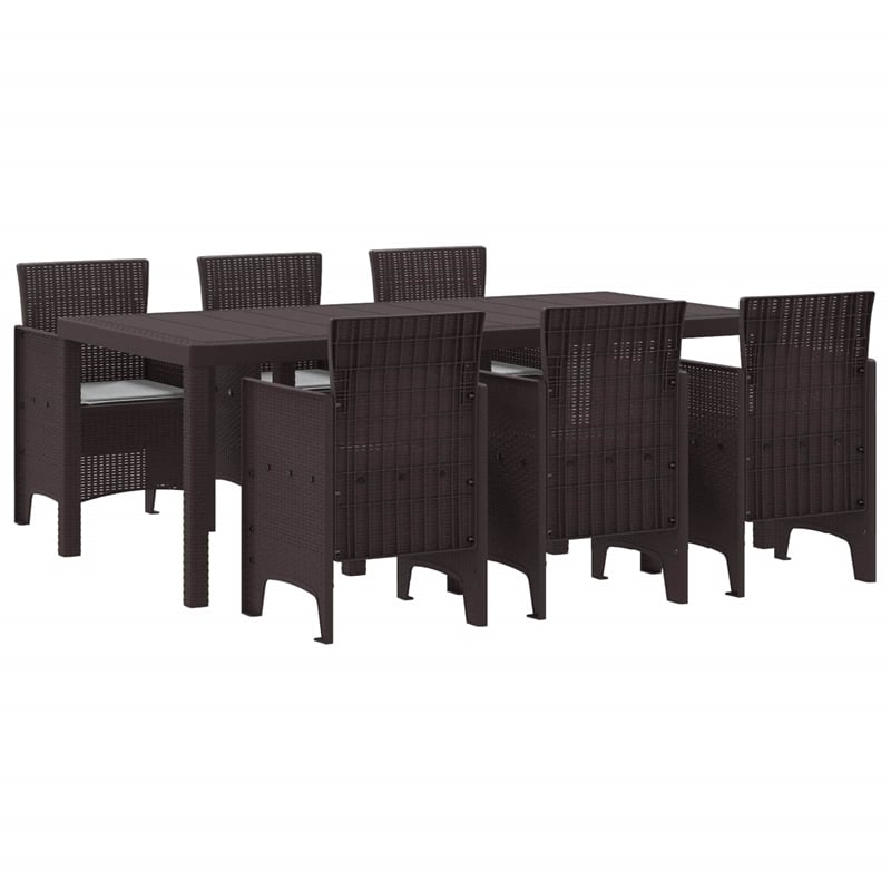 Afuera Living 7 Piece Poly Rattan Garden Dining Set in Brown