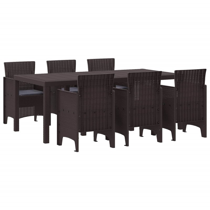Afuera Living 7 Piece Poly Rattan Garden Dining Set in Brown