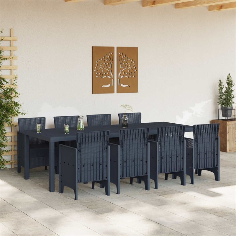 Afuera Living Contemporary Poly Rattan Garden Dining Set in Anthracite