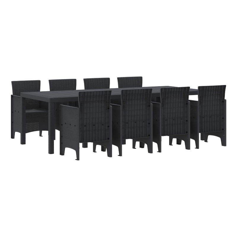 Afuera Living Contemporary Poly Rattan Garden Dining Set in Anthracite