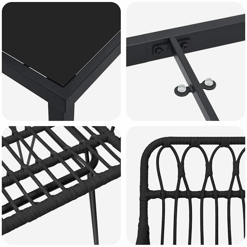 Afuera Living 5 Piece Poly Rattan Garden Dining Set in Black