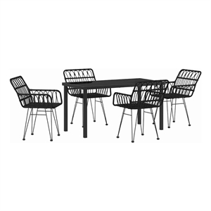 Afuera Living 5 Piece Poly Rattan Garden Dining Set in Black