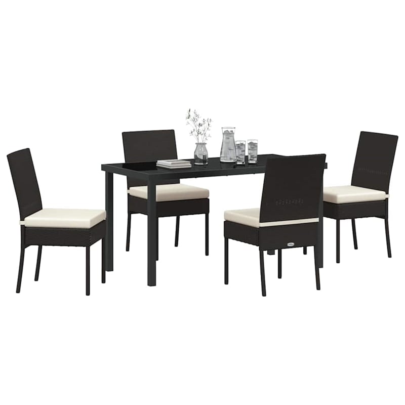Afuera Living 5 Piece Poly Rattan Garden Dining Set in Black