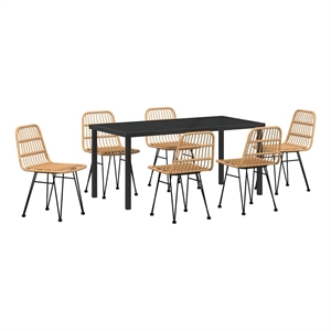 Afuera Living 7 Piece Poly Rattan Garden Dining Set in Brown