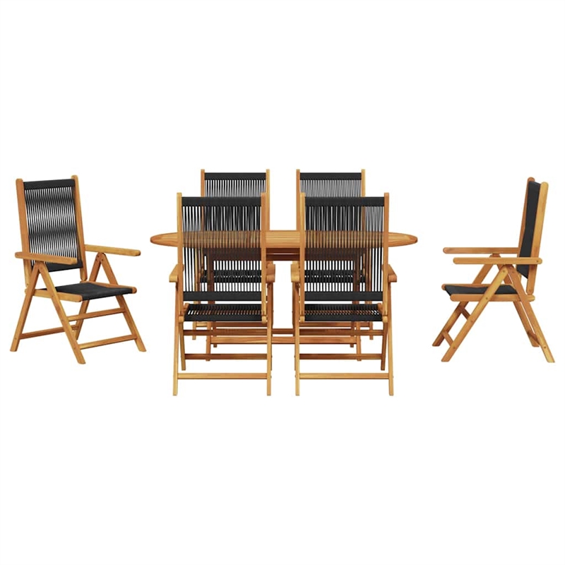 Afuera Living Contemporary 7 Piece Garden Dining Set in Black
