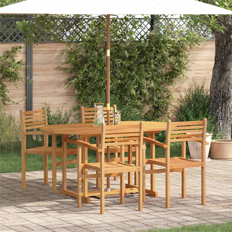 Afuera Living Contemporary 5 Piece Garden Dining Set in Brown