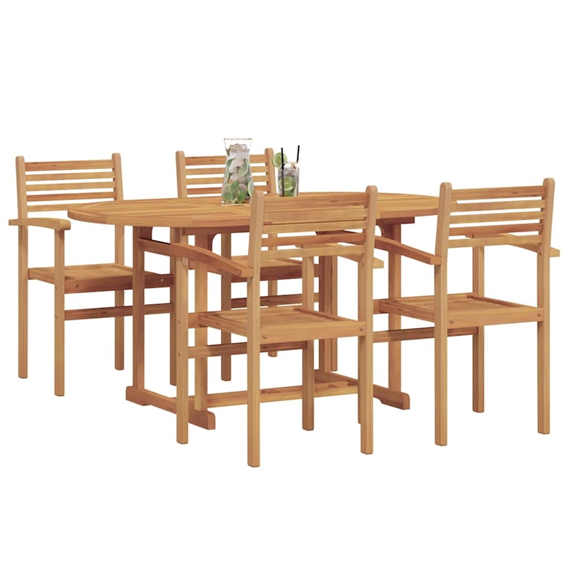Afuera Living Contemporary 5 Piece Garden Dining Set in Brown