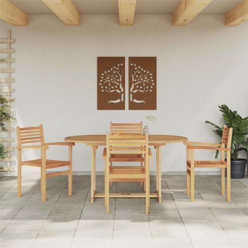 Afuera Living Contemporary 5 Piece Garden Dining Set in Brown