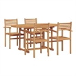 Afuera Living Contemporary 5 Piece Garden Dining Set in Brown