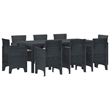 Afuera Living Contemporary Poly Rattan Garden Dining Set in Anthracite