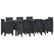 Afuera Living Contemporary Poly Rattan Garden Dining Set in Anthracite