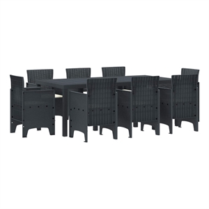 Afuera Living Contemporary Poly Rattan Garden Dining Set in Anthracite
