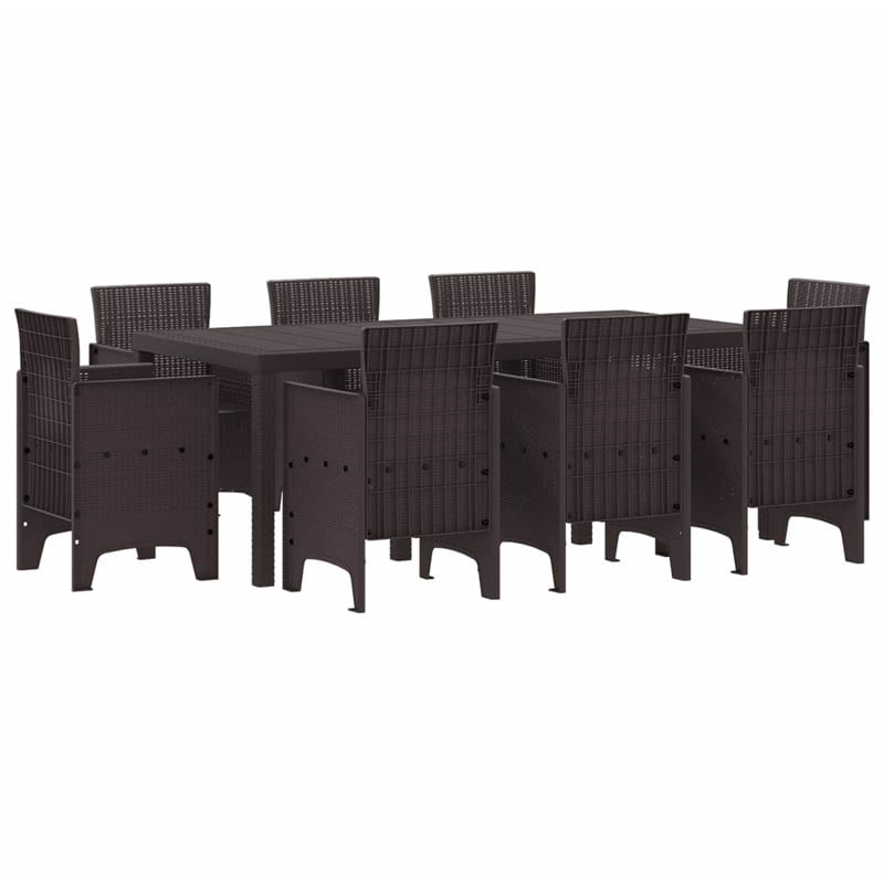 Afuera Living Contemporary Poly Rattan Garden Dining Set in Brown
