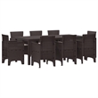 Afuera Living Contemporary Poly Rattan Garden Dining Set in Brown