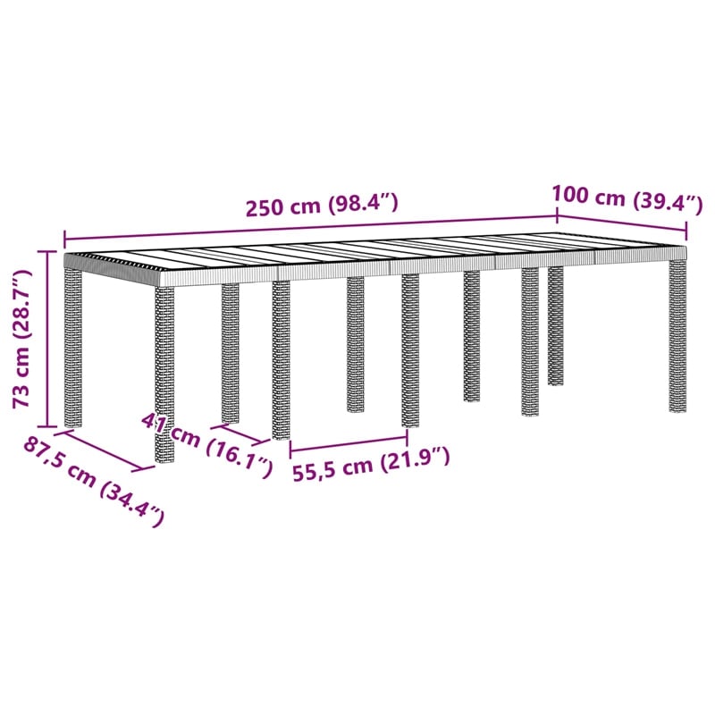Afuera Living Contemporary Poly Rattan Garden Dining Set in Anthracite