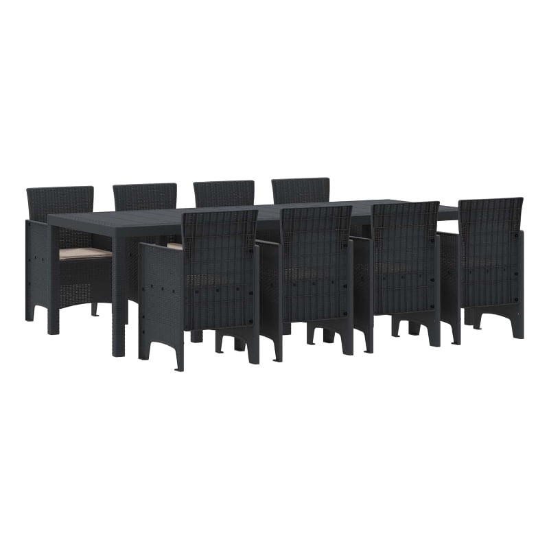 Afuera Living Contemporary Poly Rattan Garden Dining Set in Anthracite