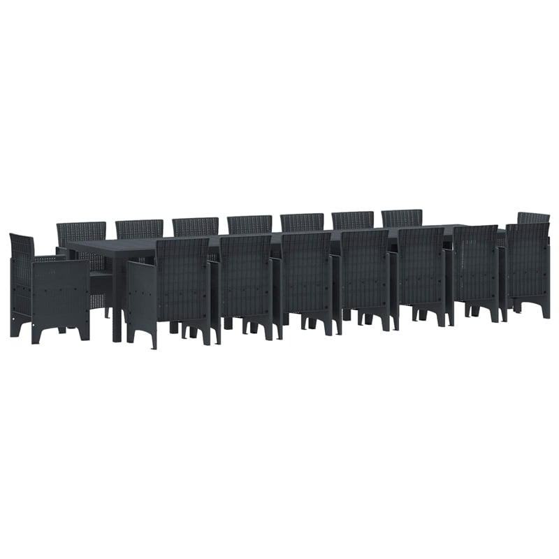 Afuera Living 7 Piece Poly Rattan Garden Dining Set with Cushions in Anthracite