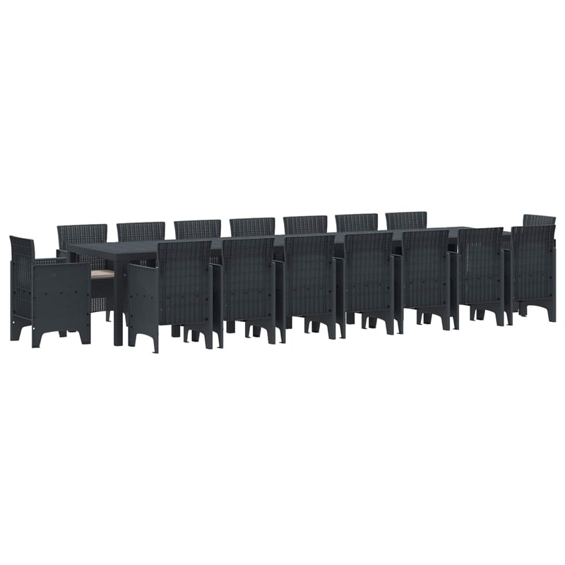 Afuera Living 7 Piece Poly Rattan Garden Dining Set with Cushions in Anthracite