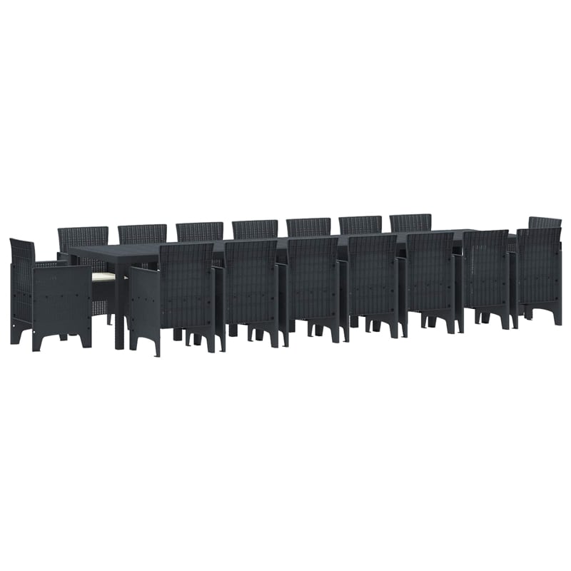 Afuera Living 7 Piece Poly Rattan Garden Dining Set with Cushions in Anthracite