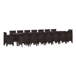 Afuera Living 7 Piece Poly Rattan Garden Dining Set with Cushions in Brown